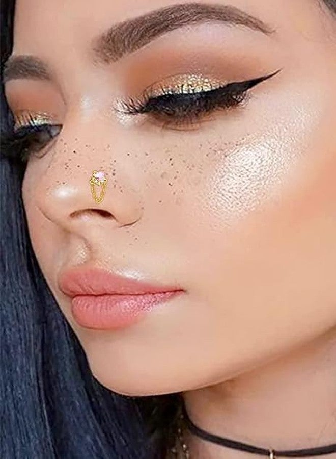 AVYRING خاتم أنف ذهبي من AVYRING، مرصع بأقراط متدلية على شكل حرف L للنساء، مصنوع من الفولاذ المقاوم للصدأ، مرصع بالزركون على شكل قلب وهلال وزهرة، مجوهرات ثقب الأنف، وزن 18 غرام - Image 3